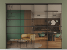 Перегородка Formato внутри проёма 4 створки с синхронным механизмом