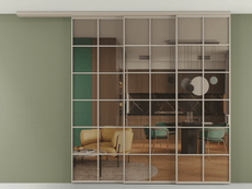 Перегородка Формато вдоль стены на потолок 3 створки с синхронным механизмом