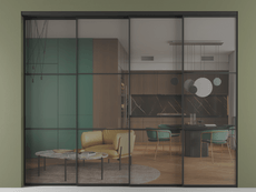 Перегородка Formato внутри проёма 4 створки с синхронным механизмом