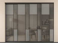 Перегородка Мозаик внутри проёма 4 створки с синхронным механизмом