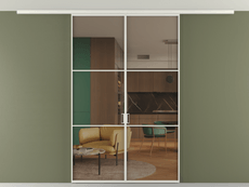 Перегородка Формато вдоль стены на потолок 2 створки