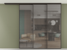 Перегородка Формато вдоль стены на потолок 3 створки с синхронным механизмом