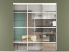 Перегородка Формато внутри проёма 3 створки с синхронным механизмом