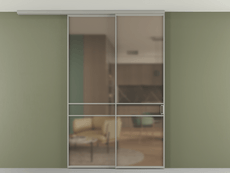 Перегородка Формато вдоль стены на потолок 2 створки с синхронным механизмом