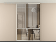 Перегородка Mosaic вдоль стены на потолок 2 створки с синхронным механизмом