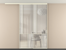 Перегородка Мозаик вдоль стены на потолок 2 створки с синхронным механизмом