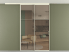 Перегородка Формато вдоль стены на потолок 2 створки с синхронным механизмом