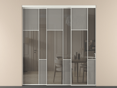 Перегородка Мозаик внутри проёма 3 створки с синхронным механизмом