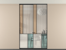 Перегородка Мозаик внутри проёма скрытое крепление в потолок 2 створки