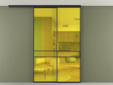 Перегородка Formato вдоль стены на потолок 2 створки с синхронным механизмом