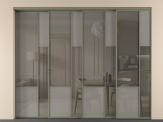 Перегородка Mosaic внутри проёма 4 створки с синхронным механизмом