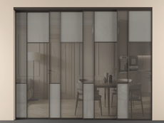 Перегородка Mosaic внутри проёма 4 створки с синхронным механизмом