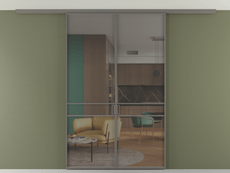 Перегородка Формато вдоль стены на потолок 2 створки