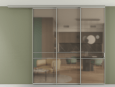 Перегородка Формато вдоль стены на потолок 3 створки с синхронным механизмом