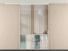 Перегородка Mosaic вдоль стены на потолок 2 створки с синхронным механизмом