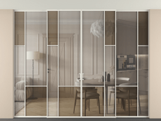 Перегородка Mosaic внутри проёма четырёхстворчатая со скрытым креплением в потолок