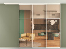 Перегородка Formato вдоль стены на потолок 3 створки с синхронным механизмом