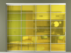 Перегородка Формато внутри проёма 4 створки с синхронным механизмом