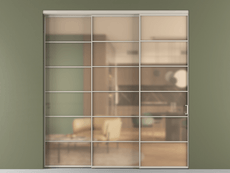 Перегородка Formato внутри проёма 3 створки с синхронным механизмом