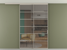 Перегородка Формато вдоль стены на потолок 2 створки с синхронным механизмом