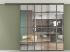 Перегородка Формато вдоль стены на потолок 3 створки с синхронным механизмом