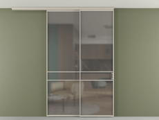 Перегородка Формато вдоль стены на потолок 2 створки с синхронным механизмом