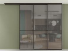 Перегородка Формато вдоль стены на потолок 3 створки с синхронным механизмом