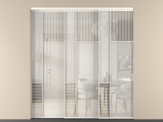 Перегородка Мозаик внутри проёма 3 створки с синхронным механизмом