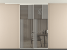 Перегородка Мозаик вдоль стены на потолок 2 створки с синхронным механизмом