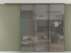 Перегородка Формато вдоль стены на потолок 3 створки с синхронным механизмом