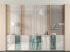 Перегородка Mosaic внутри проёма четырёхстворчатая со скрытым креплением в потолок