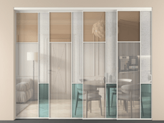 Перегородка Мозаик внутри проёма 4 створки с синхронным механизмом