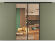 Перегородка Formato вдоль стены на потолок 2 створки