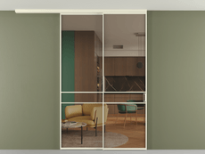 Перегородка Formato вдоль стены на потолок 2 створки с синхронным механизмом