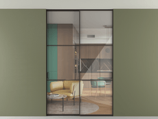 Перегородка Formato внутри проёма скрытое крепление в потолок 2 створки