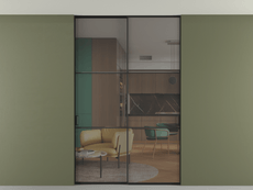 Перегородка Formato внутри проёма скрытое крепление в потолок 2 створки