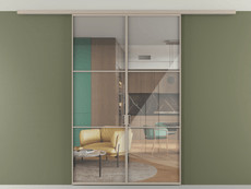 Перегородка Формато вдоль стены на потолок 2 створки