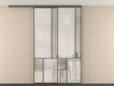 Перегородка Мозаик вдоль стены на потолок 2 створки с синхронным механизмом