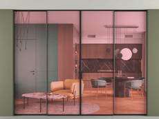 Перегородка Formato внутри проёма скрытое крепление в потолок 4 створки