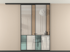 Перегородка Mosaic вдоль стены на потолок 2 створки с синхронным механизмом