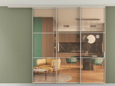 Перегородка Формато вдоль стены на потолок 3 створки с синхронным механизмом