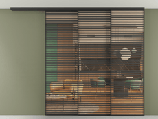 Перегородка Формато вдоль стены на потолок 3 створки с синхронным механизмом