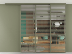 Перегородка Формато вдоль стены на потолок 3 створки с синхронным механизмом