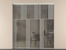 Перегородка Mosaic внутри проёма 3 створки с синхронным механизмом