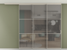 Перегородка Формато вдоль стены на потолок 3 створки с синхронным механизмом