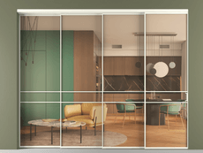 Перегородка Формато внутри проёма 4 створки с синхронным механизмом