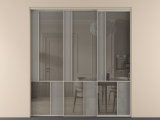 Перегородка Мозаик внутри проёма 3 створки с синхронным механизмом