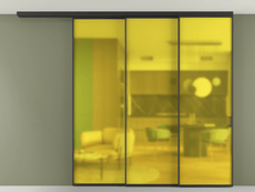 Перегородка Формато вдоль стены на потолок 3 створки с синхронным механизмом