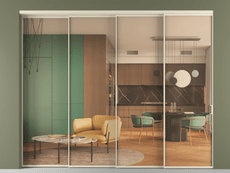 Перегородка Formato внутри проёма 4 створки с синхронным механизмом