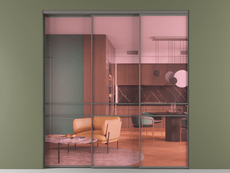 Перегородка Formato внутри проёма 3 створки с синхронным механизмом